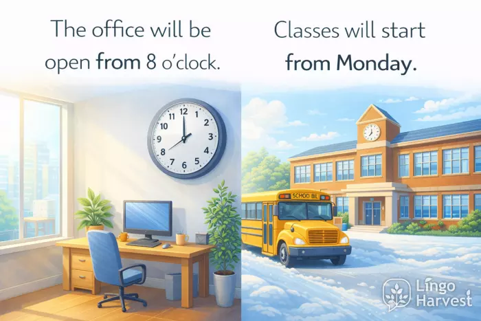office hours from eight and classes start Monday