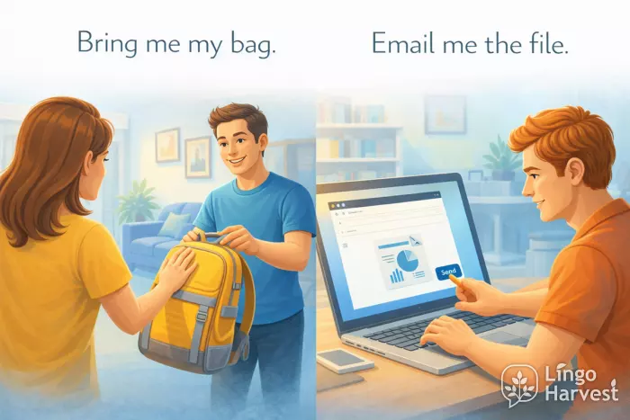 imperative verbs bring bag email file