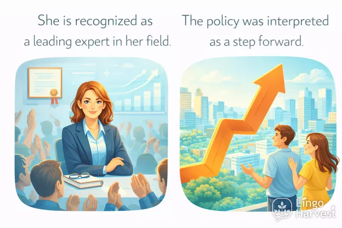 passive voice examples, recognized expert, policy interpreted as progress