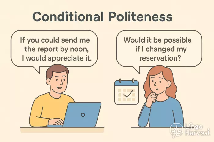 polite conditionals report noon reservation change