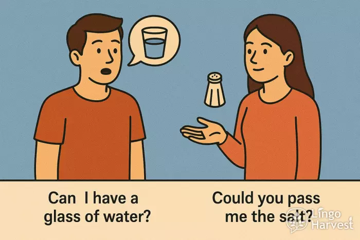 polite requests glass of water pass salt