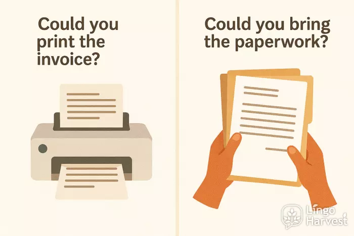 print invoice bring paperwork