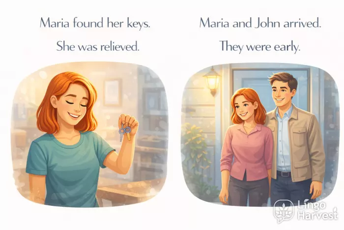 pronoun reference she they sentence examples
