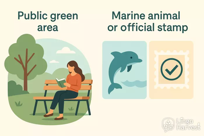 public green area marine animal stamp