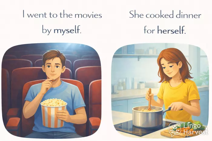 reflexive pronouns myself herself English examples