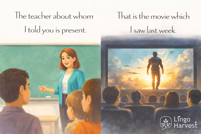relative clauses teacher mentioned movie which I saw