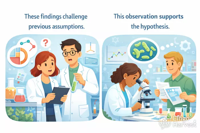 research findings challenge assumptions; observation supports hypothesis