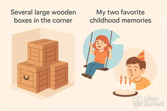 several wooden boxes corner two childhood memories
