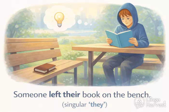 singular they example someone left their book bench