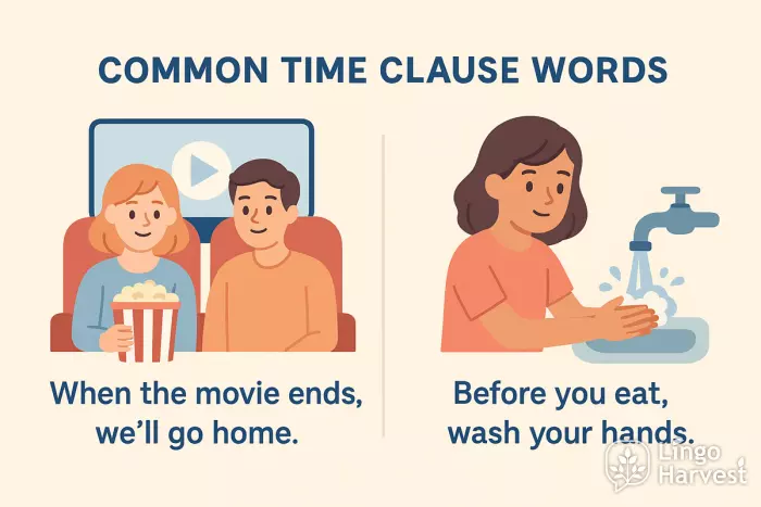 time clause examples movie ends wash hands