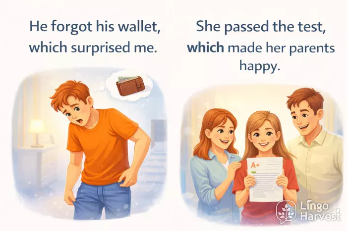 which clause examples forgot wallet passed test parents happy