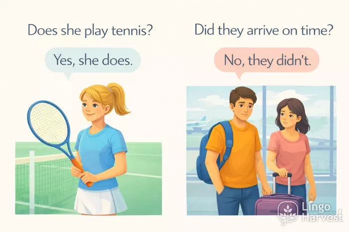 yes no questions present past simple dialogue examples