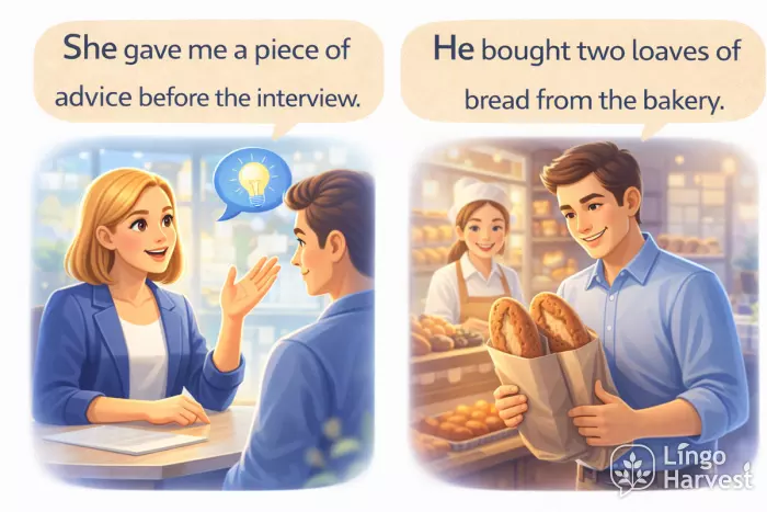 countable and uncountable nouns advice bread
