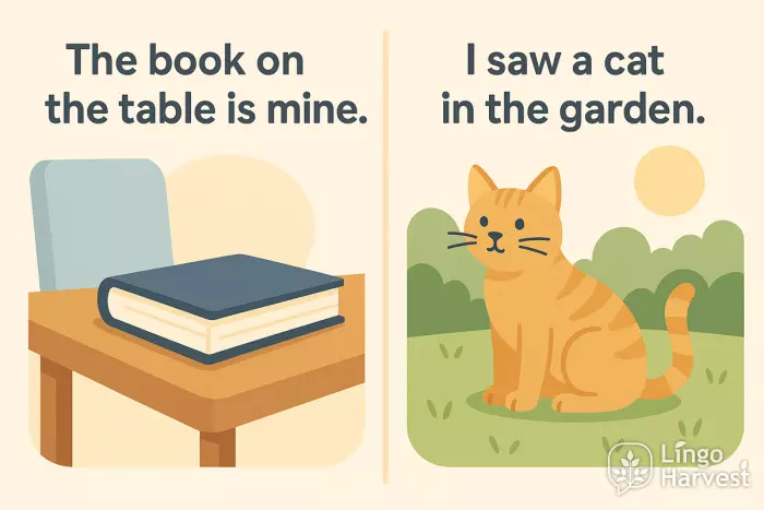 definite and indefinite articles book and cat
