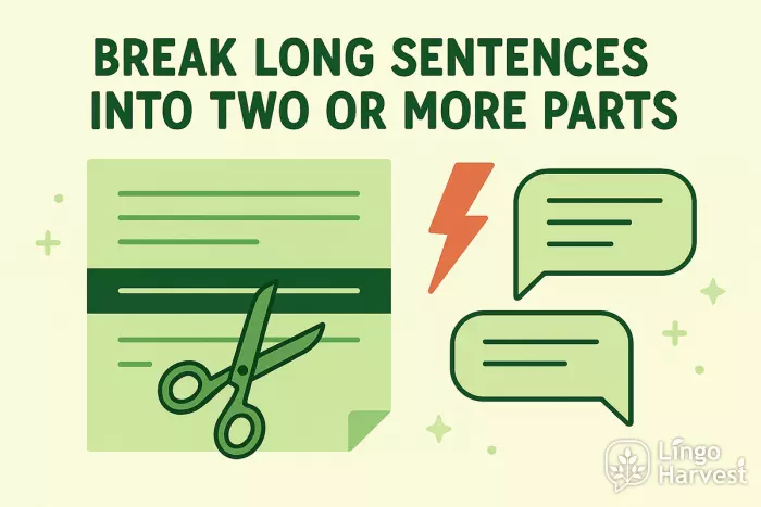 Break long sentences into smaller parts for clarity