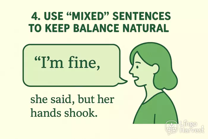 Mixed sentence combining dialogue and narrative