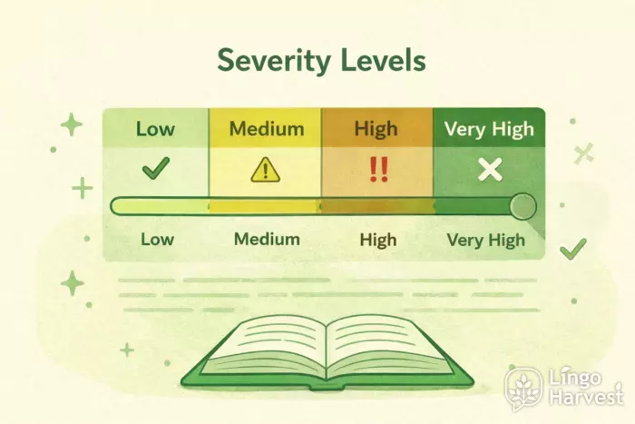 Passive voice severity scale from low to very high