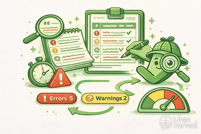 Text editing workflow with error priority