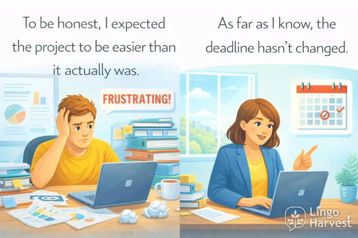 to be honest phrase, as far as I know, project deadline unchanged