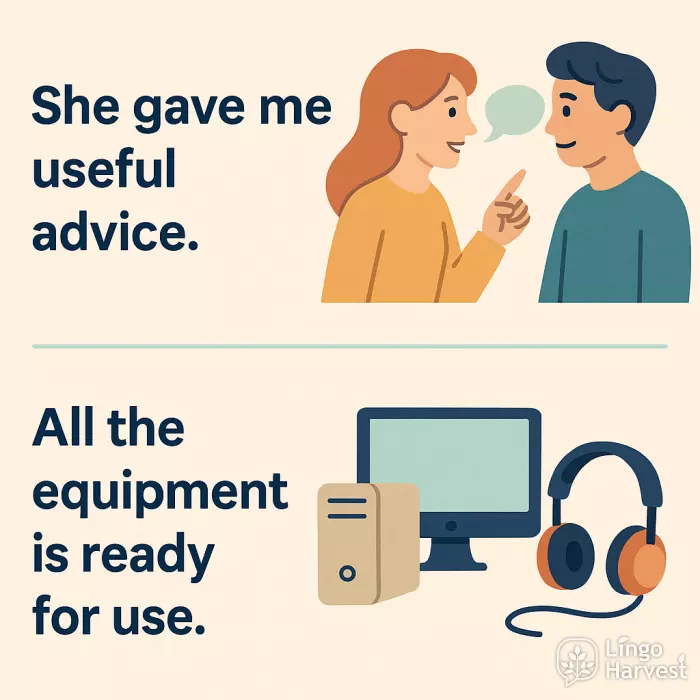 useful advice uncountable noun equipment ready