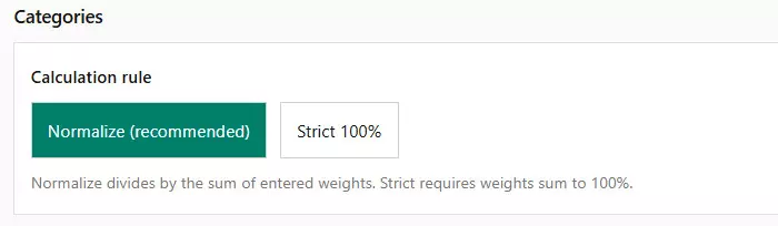 Grade calculator normalization settings