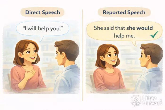 reported speech will to would help example