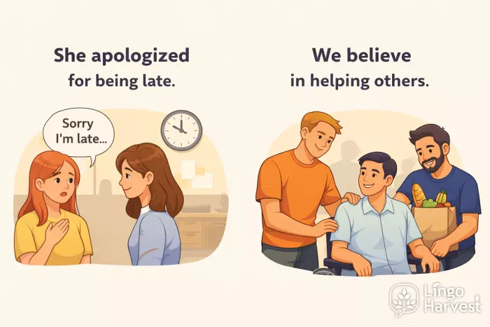 apologize for being late helping others grammar example scene