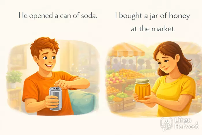 can of soda and jar of honey market