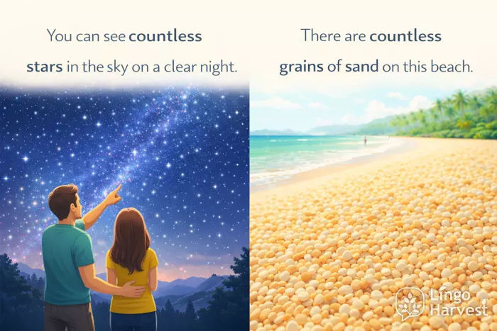 countless stars in the sky and grains of sand