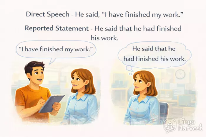 direct speech reported statement grammar example