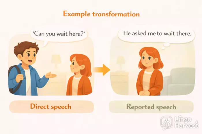 direct to reported speech wait here example