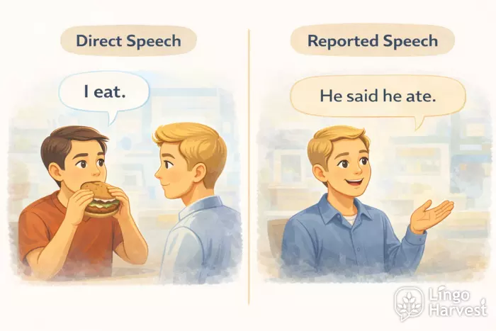 direct vs reported speech I eat he ate