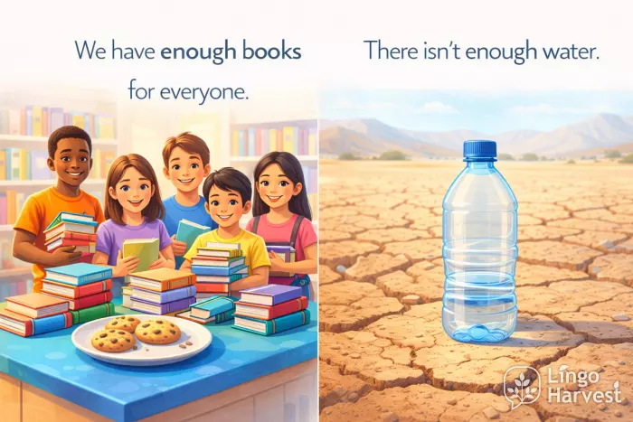 enough books for everyone vs not enough water contrast