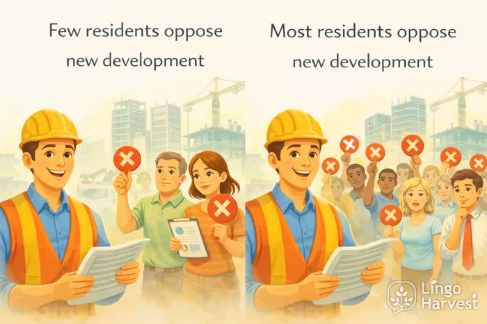 few versus most residents oppose new development