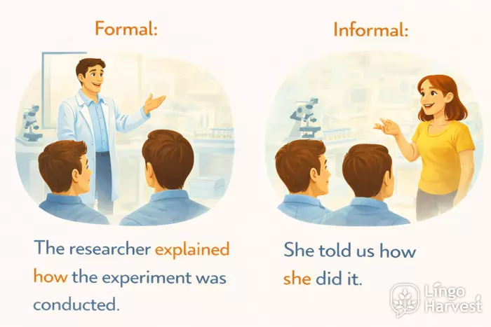 formal and informal reported speech experiment explanation dialogue