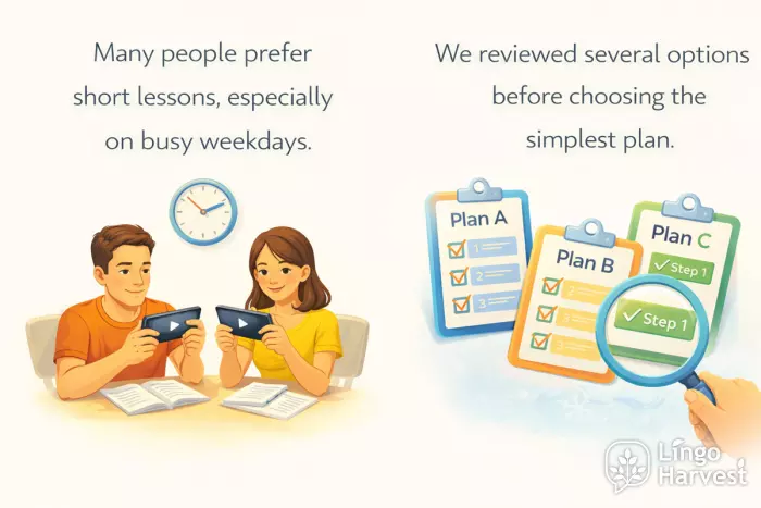 many people prefer short lessons several options simplest plan