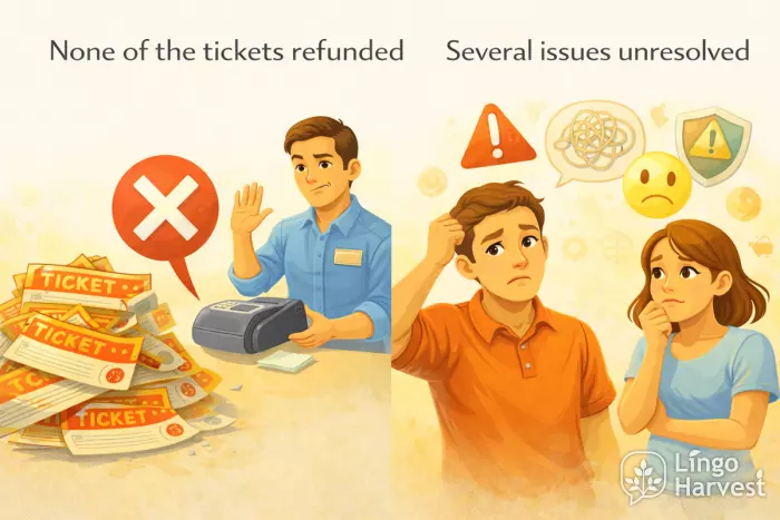 no tickets refunded and several unresolved issues