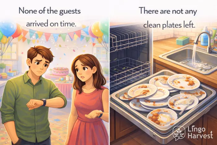 none of the guests on time vs not any clean plates left