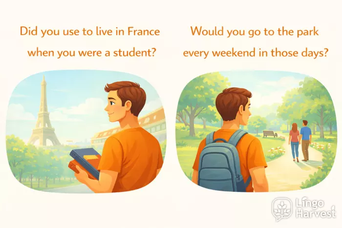 past habits questions used to would examples