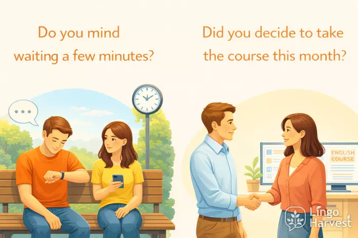 polite questions waiting decision English course