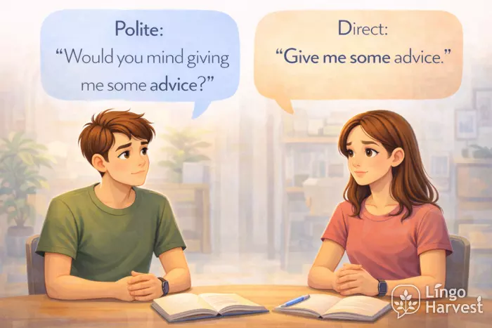 polite vs direct request giving advice comparison scene