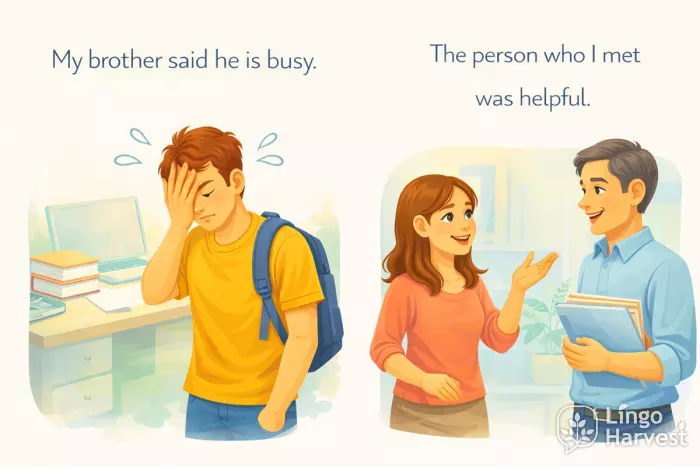 pronoun reference he brother relative clause who