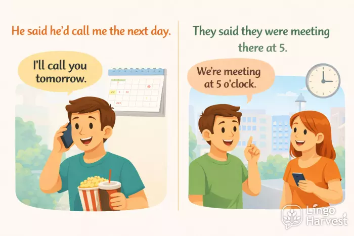 reported speech time changes next day meeting