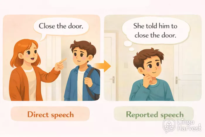 reported speech told him to close the door