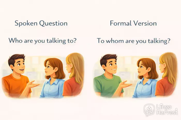 spoken vs formal question who talking to whom example