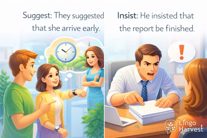Suggest and insist subjunctive examples