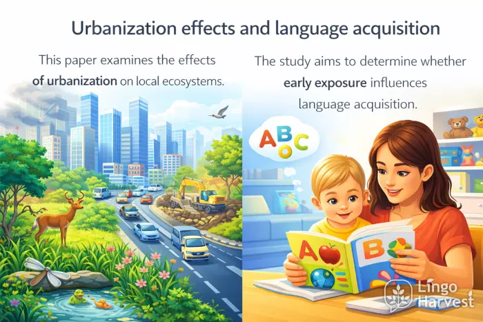 Urbanization effects on ecosystems and early language acquisition