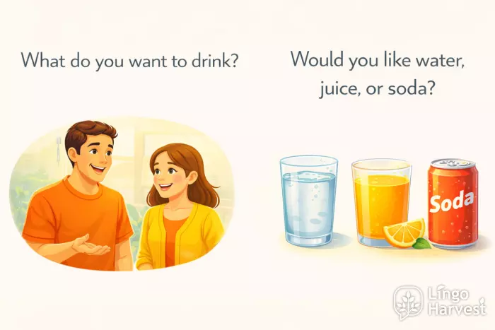 what do you want to drink water juice soda