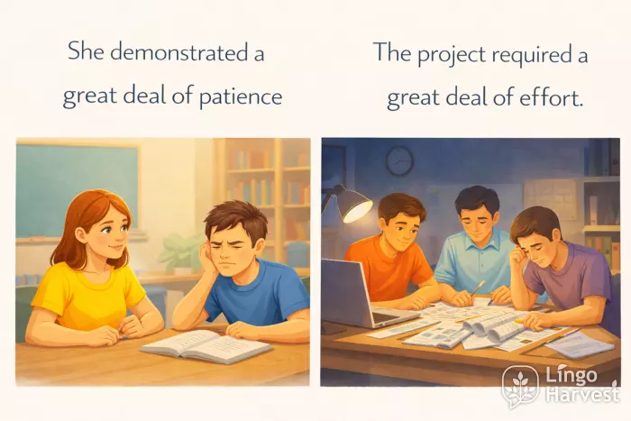 a great deal of patience and effort examples