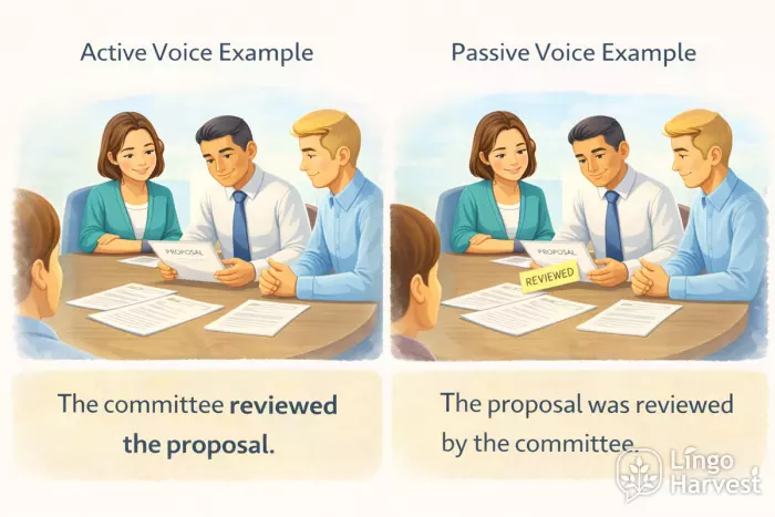 active vs passive voice committee reviewed the proposal